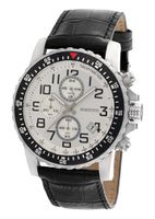 Momentus Steel Black Leather & White Dial Chronograph FS282S-03BS