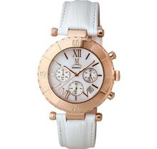 Momentus White Leather Band Copper Bezel Chronograph TC102R-09BR