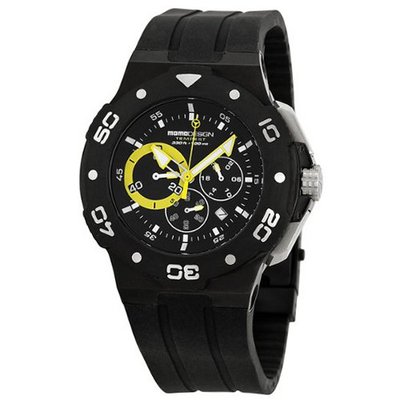 Momo Design Chronograph Black and Yellow Dial Black Silicone 1004BK31
