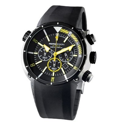 Momo Design DIVER PRO 2 MD1005SB-05YW-RB 47mm Stainless Steel Case Black Rubber Mineral