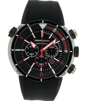 MOMO DESIGN DIVER PRO CHRONOGRAPH MD1005BK-04RD-BKRB 47mm Black dial with Black Rubber strap