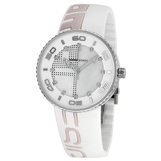Momo Design Jet Mother of Pearl Zirconia Dial Rubber Strap Ladies MD3187SS-41