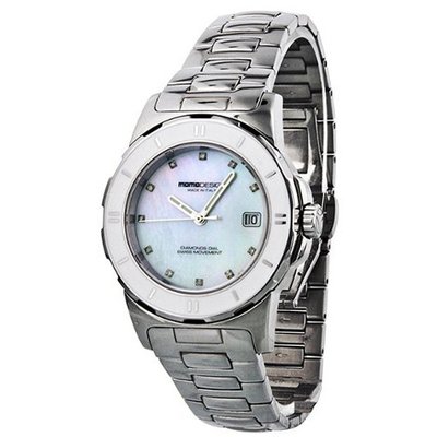 Momo Design Pilot Mother of Pearl Diamond Dial Stainless Steel Ladies 093-C-MB-02WT