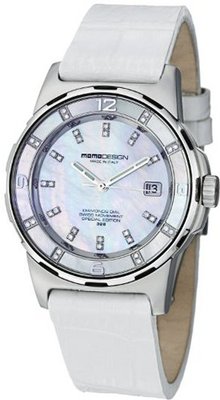 MomoDesign Pilot Diamonds Ladies White Leather Strap MD093-E-02SL-LS