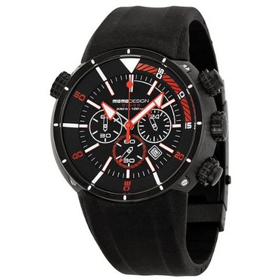 uMomo Design Momo Pro Diver Chronograph Black and Red Dial Black Silicone MD1005BK41 