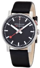 Mondaine EVO Alarm 40mm - Black Dial, Black Leather Strap A468.30352.14SBB