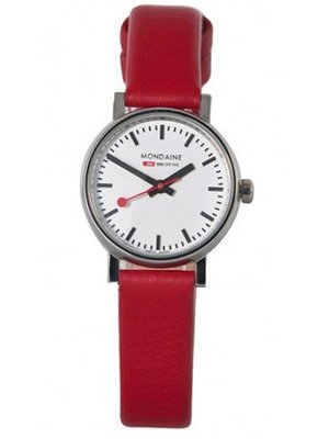 SWISS RAILWAY WATCH - Mondaine Evo Quartz Red Leather Band