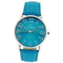 Mondex London Ladies Aqua Dial Silver Tone Case Aqua PU Strap MDX07