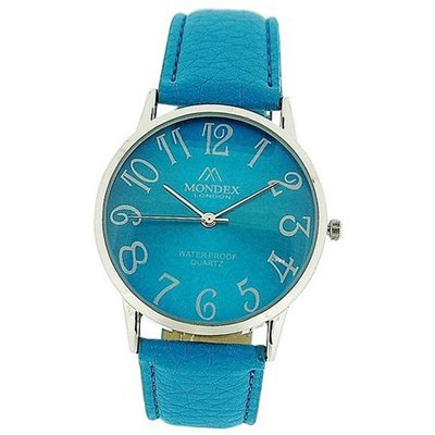 Mondex London Ladies Aqua Dial Silver Tone Case Aqua PU Strap MDX07