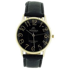 Mondex London Ladies Black Dial Gold Tone Case Black PU Strap MDX14