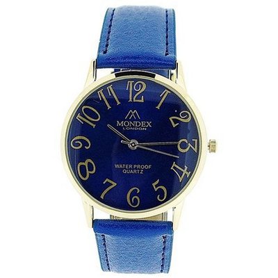 Mondex London Ladies Blue Dial Gold Tone Case Royal Blue PU Strap MDX10