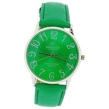 Mondex London Ladies Green Dial Silver Tone Case Green PU Strap MDX08