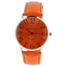 Mondex London Ladies Orange Dial Silver Tone Case Orange PU Strap MDX08
