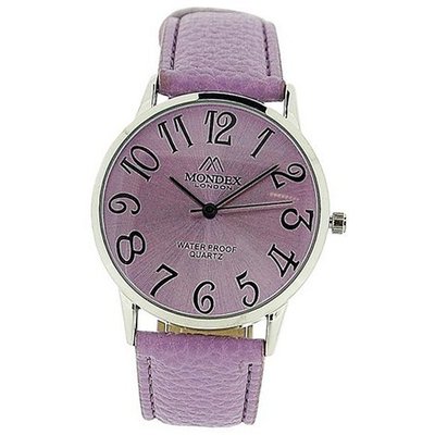 Mondex London Ladies Purple Dial Silver Tone Case Purple PU Strap MDX05