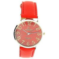 Mondex London Ladies Red Dial Gold Tone Case Bright Red PU Strap MDX12