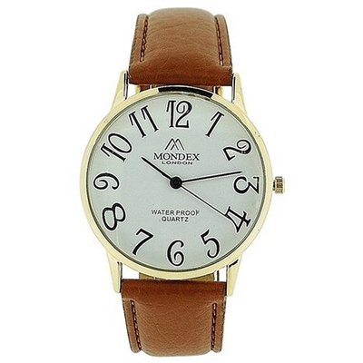 Mondex London Ladies White Dial Gold Tone Case Brown PU Strap MDX11