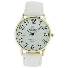 Mondex London Ladies White Dial Gold Tone Case White PU Strap MDX12