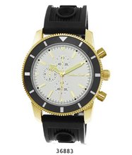 Black Rubber Strap , Gold/Black Case/White Dial