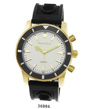 Black Rubber Strap , Gold/Black Case/White Dial