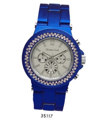 Blue Metal Band With Silver Dial