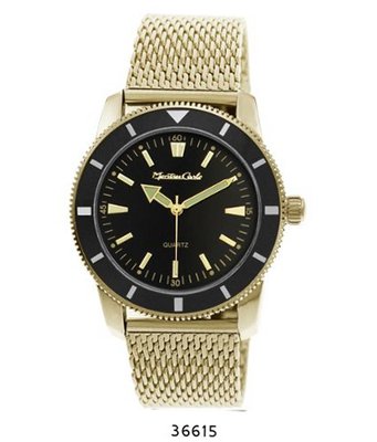 Gold Mesh Band with Black Case Black Dial