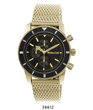 Gold Mesh Band with Black Case Black Dial