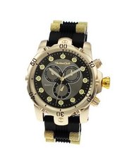 Large Black/gold Bullet Band Silicon Strap Wrist with Heavy Gold Case