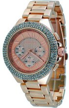 Montres Carlo #MC34394 Rose Gold Metal Fashion Runway Crystal Faux 3 Dial