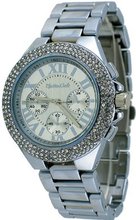 Montres Carlo #MC34394 Silver Metal Fashion Runway Crystal Faux 3 Dial