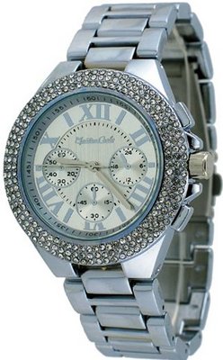 Montres Carlo #MC34394 Silver Metal Fashion Runway Crystal Faux 3 Dial