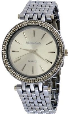 Montres Carlo #MC34395 Silver Crystal Glitz Bezel Analog