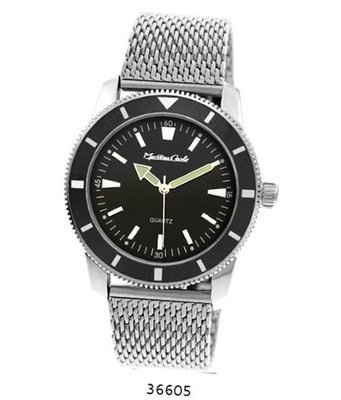 Silver Mesh Band with Black Case Black Dial