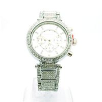 Silver Rhinestone Iced Out Rhinestone Studded Stainless Steel Metal for