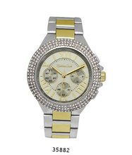 Two-Toned Gold and Silver Metal Band With Silver Dial