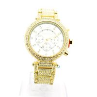 uMontres Carlo Gold Rhinestone Iced Out Rhinestone Studded Stainless Steel Metal for 