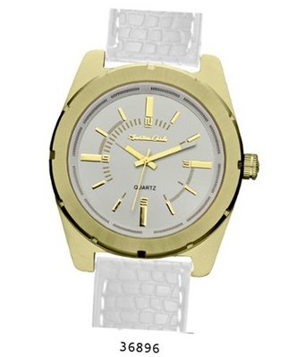 White Rubber Strap , Gold Case/White Dial