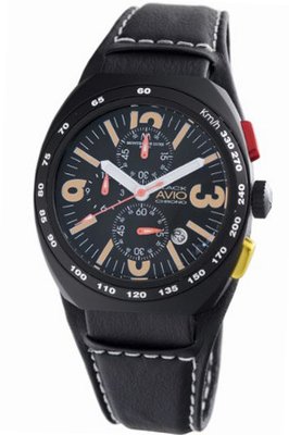 Montres De Luxe AVI-40-CR-N/A-N Avio Aluminum Black PVD Chrono Cuff