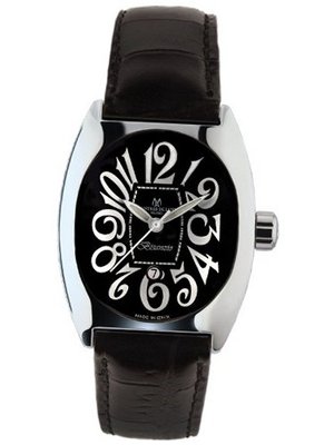 Montres De Luxe BI3 NER Bisanzio Stainless Steel Luminous Black Leather Date