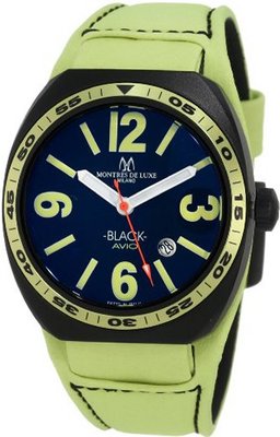 Montres De Luxe BK2503 Avio Aluminum Black PVD Green Leather Cuff