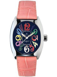 Montres De Luxe CP3 AC QZ BLU Capri Multicolored Stainless Steel Luminous Light Pink Leather Date