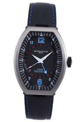 Montres De Luxe EXN 9601 Estremo Titanium and Black Aluminum Luminous Red Top Stitched Leather Date