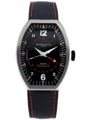 Montres De Luxe EXN 9603 Estremo Titanium and Black Aluminum Luminous Blue Top Stitched Leather Date