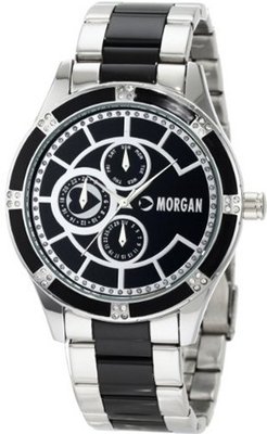 Morgan M1080B Boyfriend Silver-Tone Black Inserts Multifunction