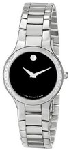Movado 0606385 Serio Stainless-Steel and Diamond Black Round Dial