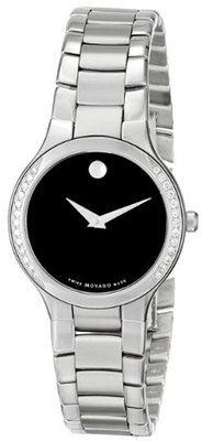 Movado 0606385 Serio Stainless-Steel and Diamond Black Round Dial