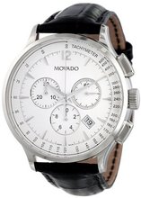 Movado 0606575 Circa Black Crocodile-Embossed Leather Strap