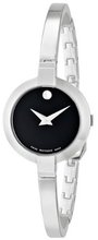 Movado 0606595 Bela Stainless Steel Case and Bangle Bracelet Black Dial