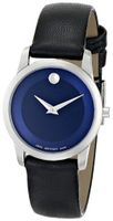 Movado 0606611 Museum Classic Stainless Steel Case Black Calfskin Leather Strap Blue Dial