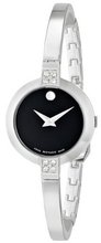 Movado 0606628 Bela Stainless Steel Case and Bangle Bracelet Diamonds Black Dial