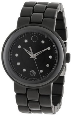 Movado 0606693 Cerena Black Ceramic Case and Stainless Steel Black PVD Bracelet Black Diamond Dial